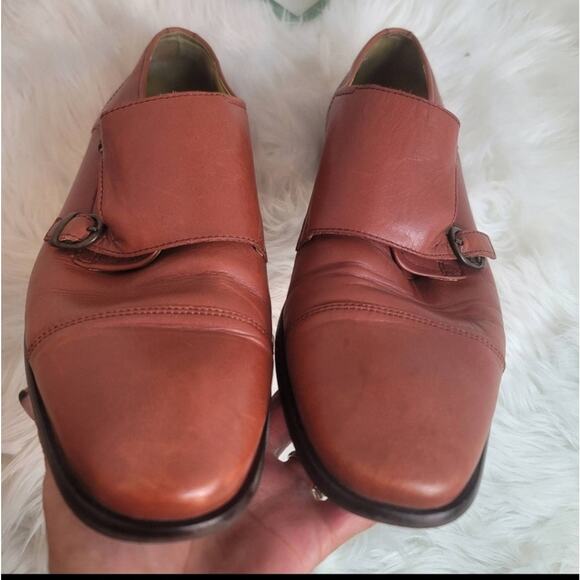REISS Cognac Rivington Leather Double Monk Strap Dress Shoes Almond Toe Formal main image 8